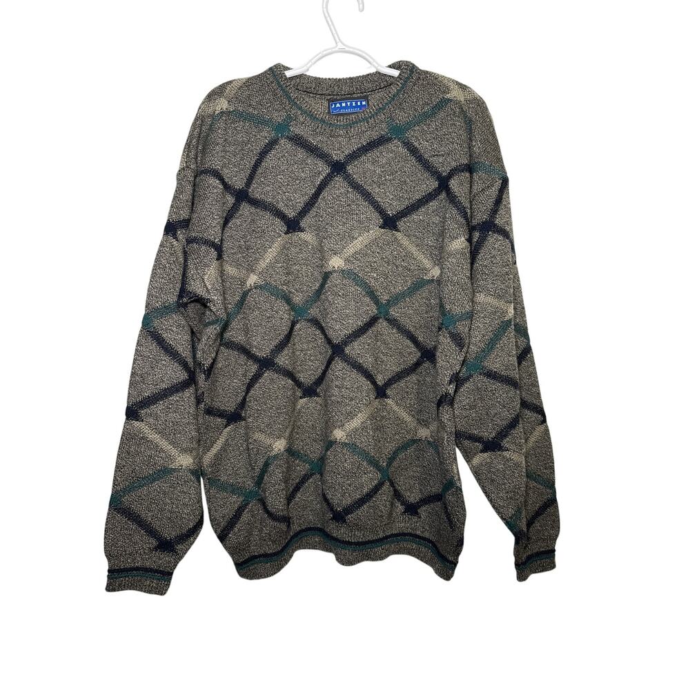 Jantzen Classics argyle crew neck sweater mens XL grandpacore preppy classic 90s